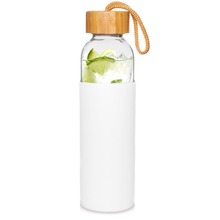 Butelka szklana silikonowa bidon na wodę sok lemoniadę smoothie koktajl biała 500 ml