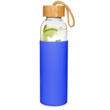 Butelka szklana silikonowa bidon na wodę sok lemoniadę smoothie koktajl niebieska 500 ml