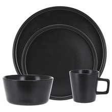 Zestaw serwis obiadowy ceramiczny czarny 16 el.
