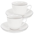 Filiżanki ze spodkiem porcelanowe białe DECORA 200 ml 2 szt.