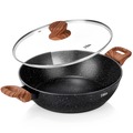 Patelnia granitowa głęboka ze szklaną pokrywką GRANITICA WOOD 28 cm, 3,5 l