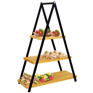 Patera 3-poziomowa drewniana metalowa 38x16,5x53 cm